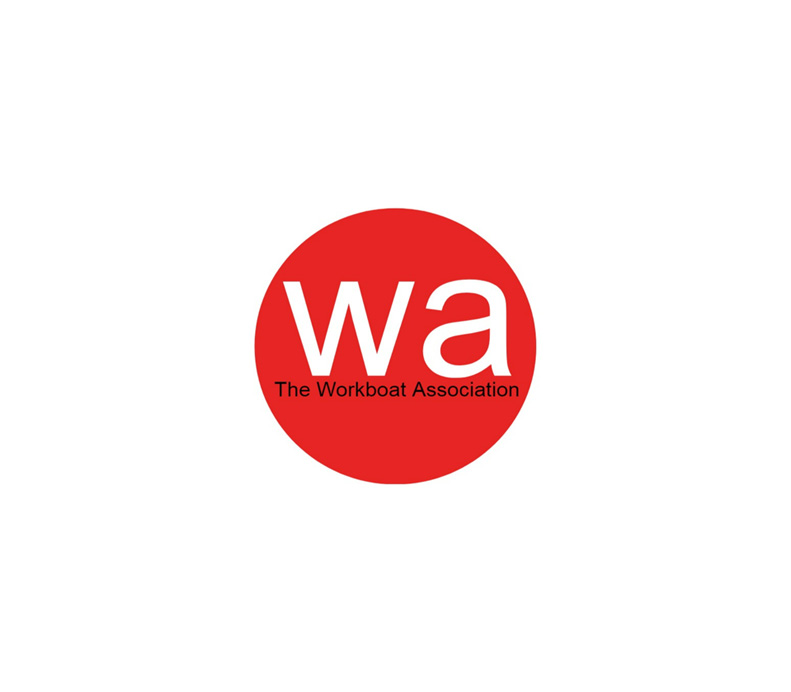 The Workboat Association logo. Red circle with wa in white