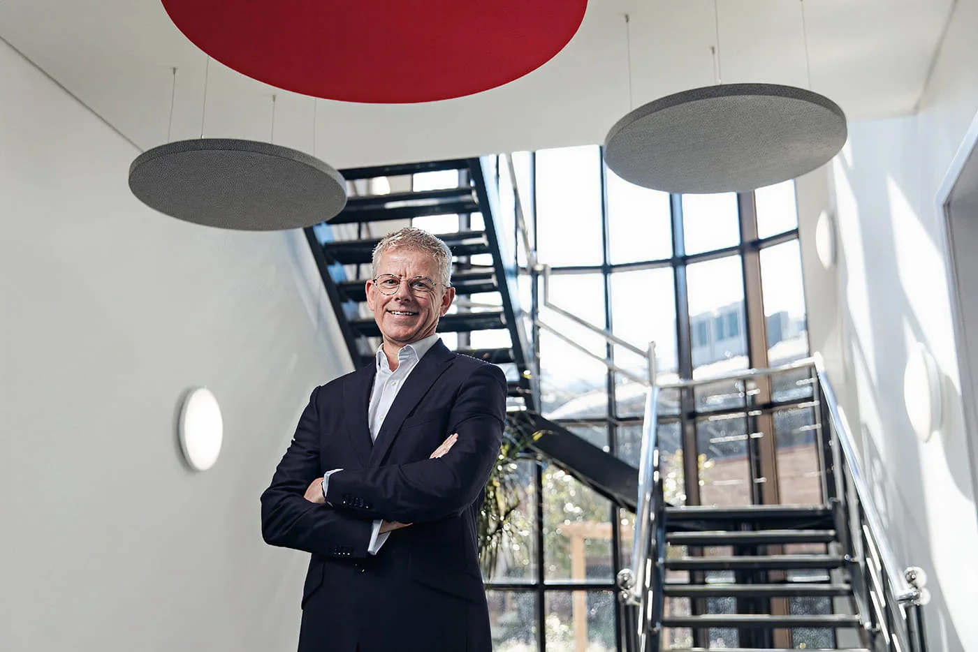 Jonathan Andrew on staircase