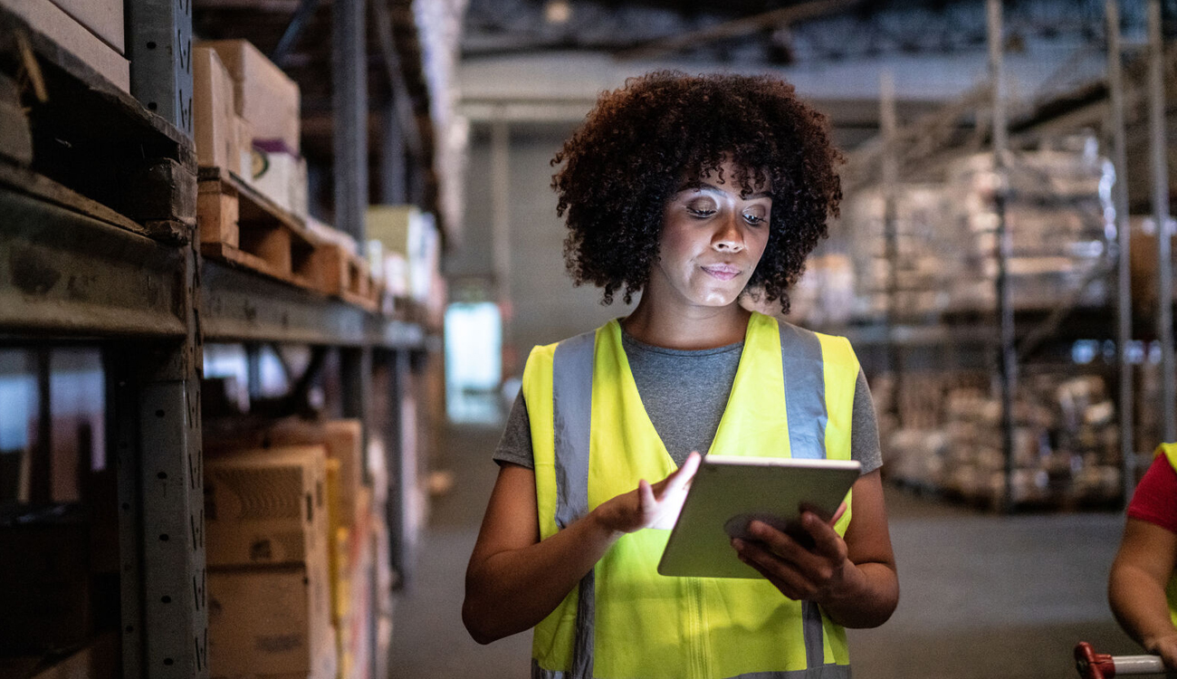 Woman working in warehouse