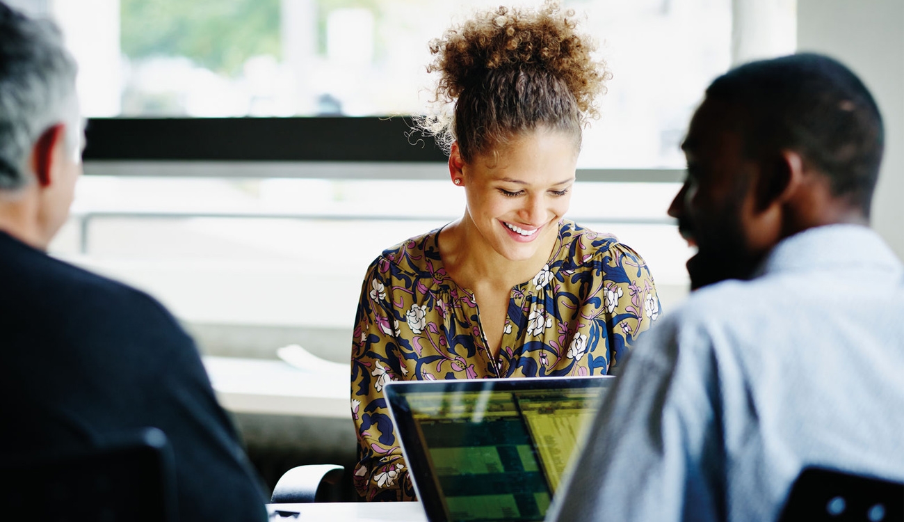 Smiling lady in office